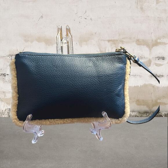 COACH Blue Leather Sherpa Lined Wristlet in Blue - Picture 5 of 7